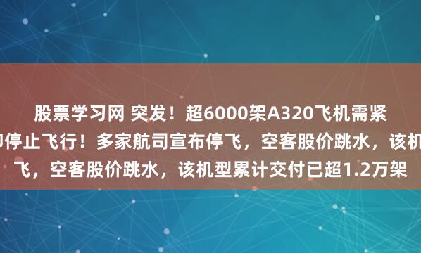 股票学习网 突发！超6000架A320飞机需紧急更换软件，空客：立即停止飞行！多家航司宣布停飞，空客股价跳水，该机型累计交付已超1.2万架